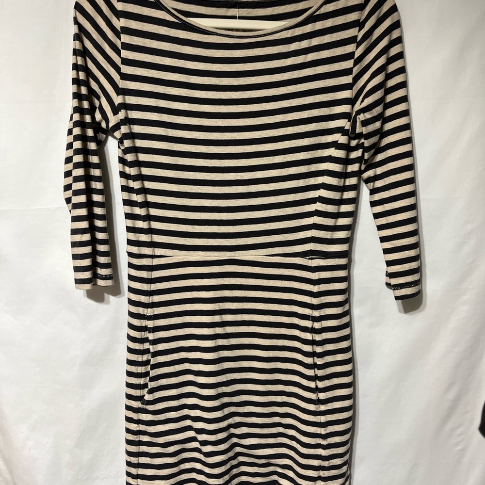 rag & bone Striped Long Sleeve Dress in Black and Cream